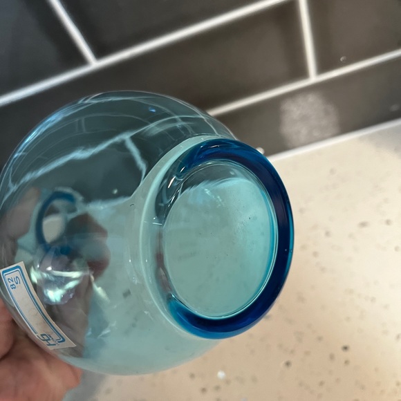 Vintage Byron Hirota Electric Blue Japanese Glass Vase with original stickers - Picture 5 of 7